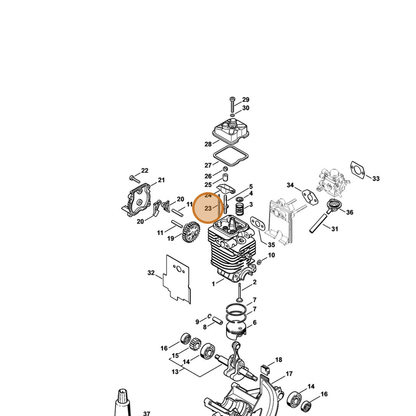 STIHL part 4180-038-2600 — IPL diagram snippet (6x zoom, amber highlight)