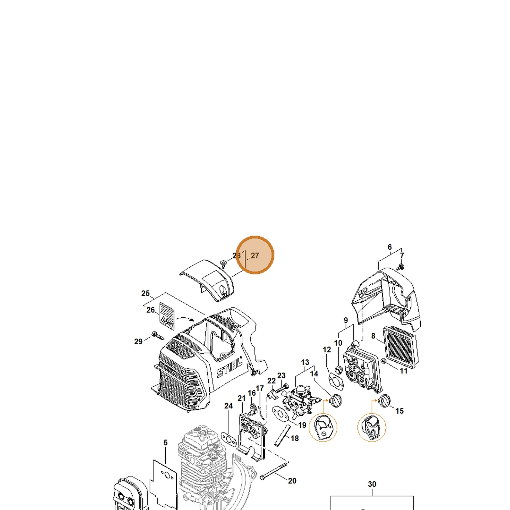 STIHL part 4180-080-0401 — IPL diagram snippet (6x zoom, amber highlight)