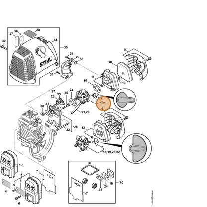 STIHL part 4180-120-0611 — IPL diagram snippet (6x zoom, amber highlight)