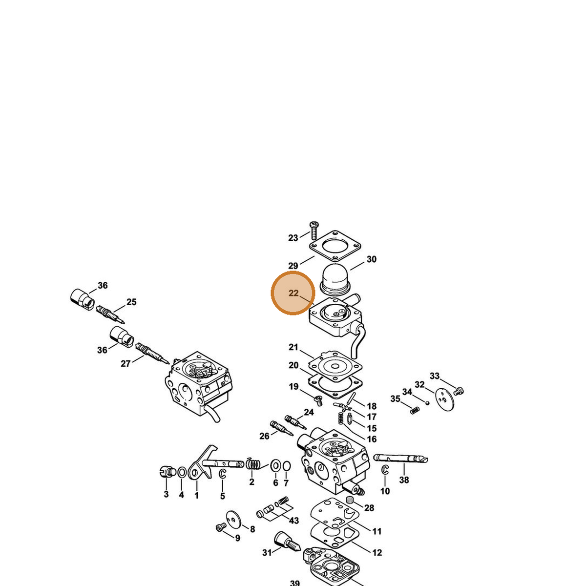 STIHL part 4180-120-2208 — IPL diagram snippet (6x zoom, amber highlight)