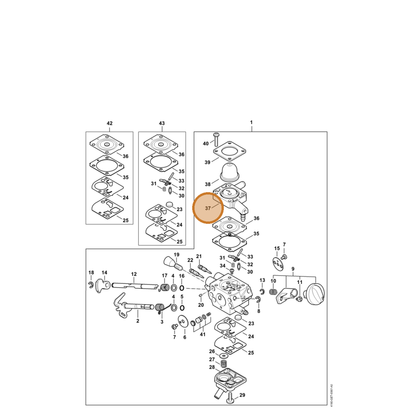 STIHL part 4180-120-2209 — IPL diagram snippet (6x zoom, amber highlight)
