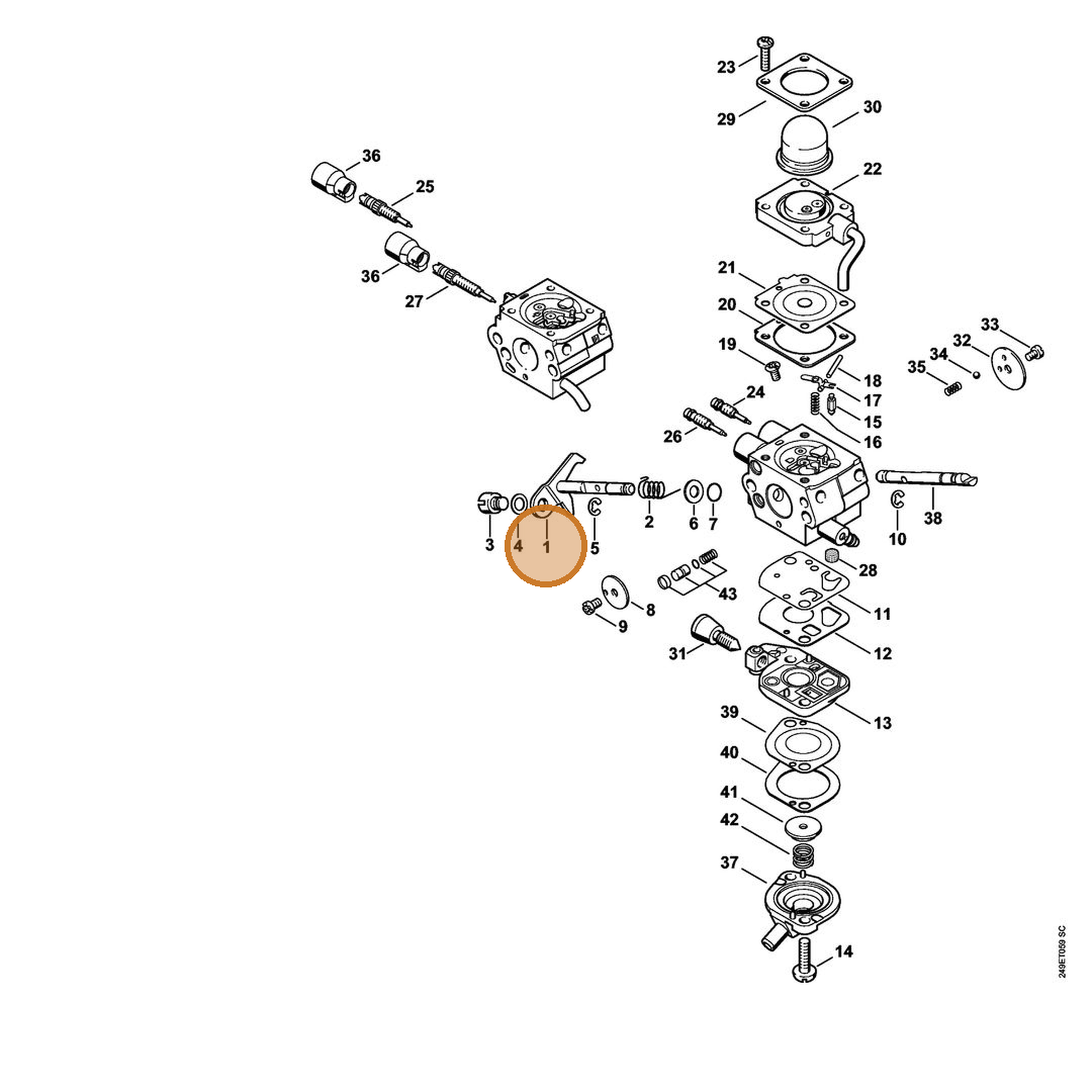 STIHL part 4180-120-7105 — IPL diagram snippet (6x zoom, amber highlight)