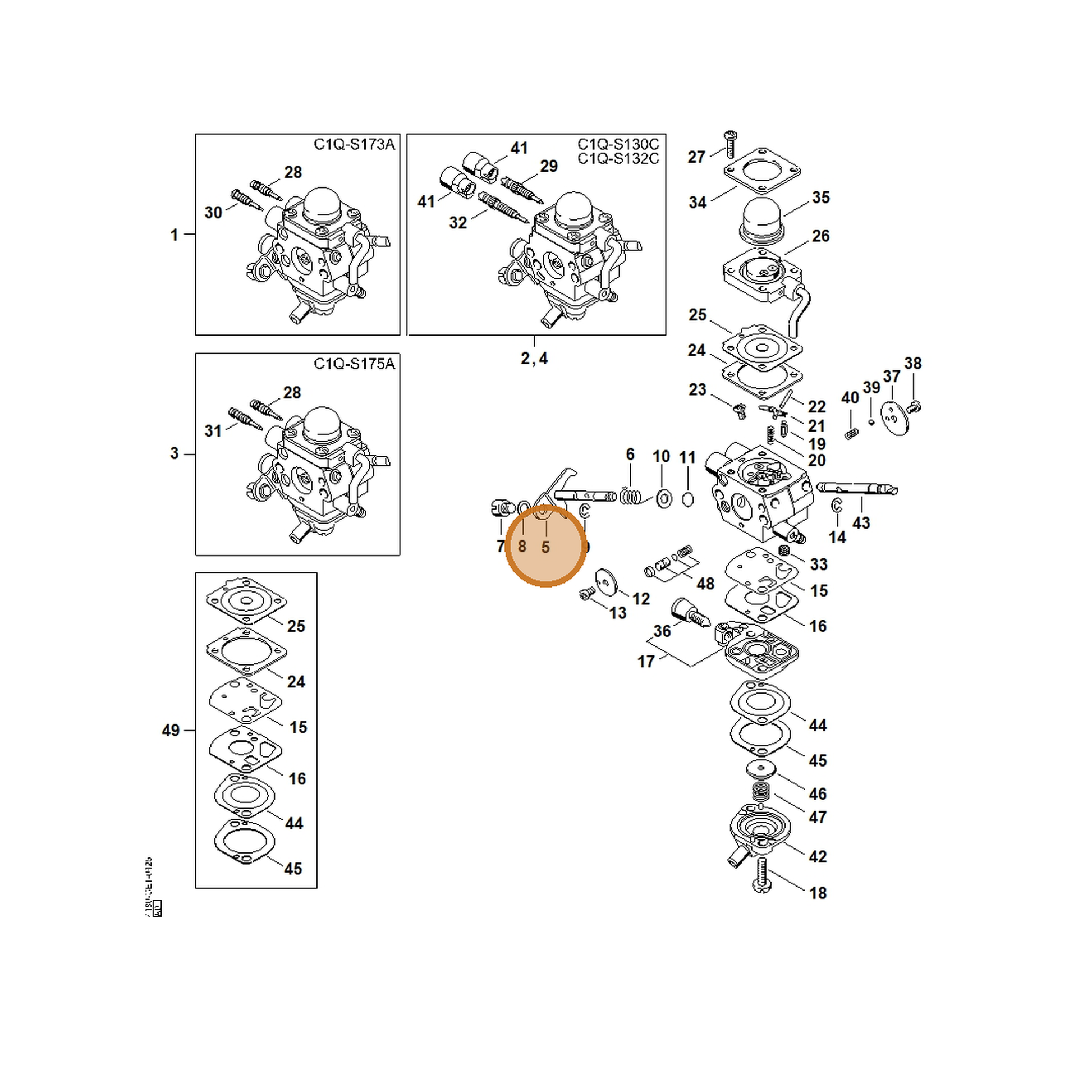 STIHL part 4180-120-7106 — IPL diagram snippet (6x zoom, amber highlight)