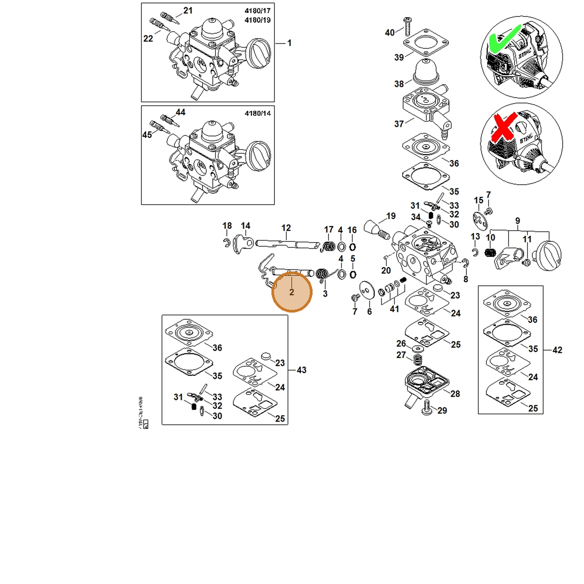 STIHL part 4180-120-7108 — IPL diagram snippet (6x zoom, amber highlight)