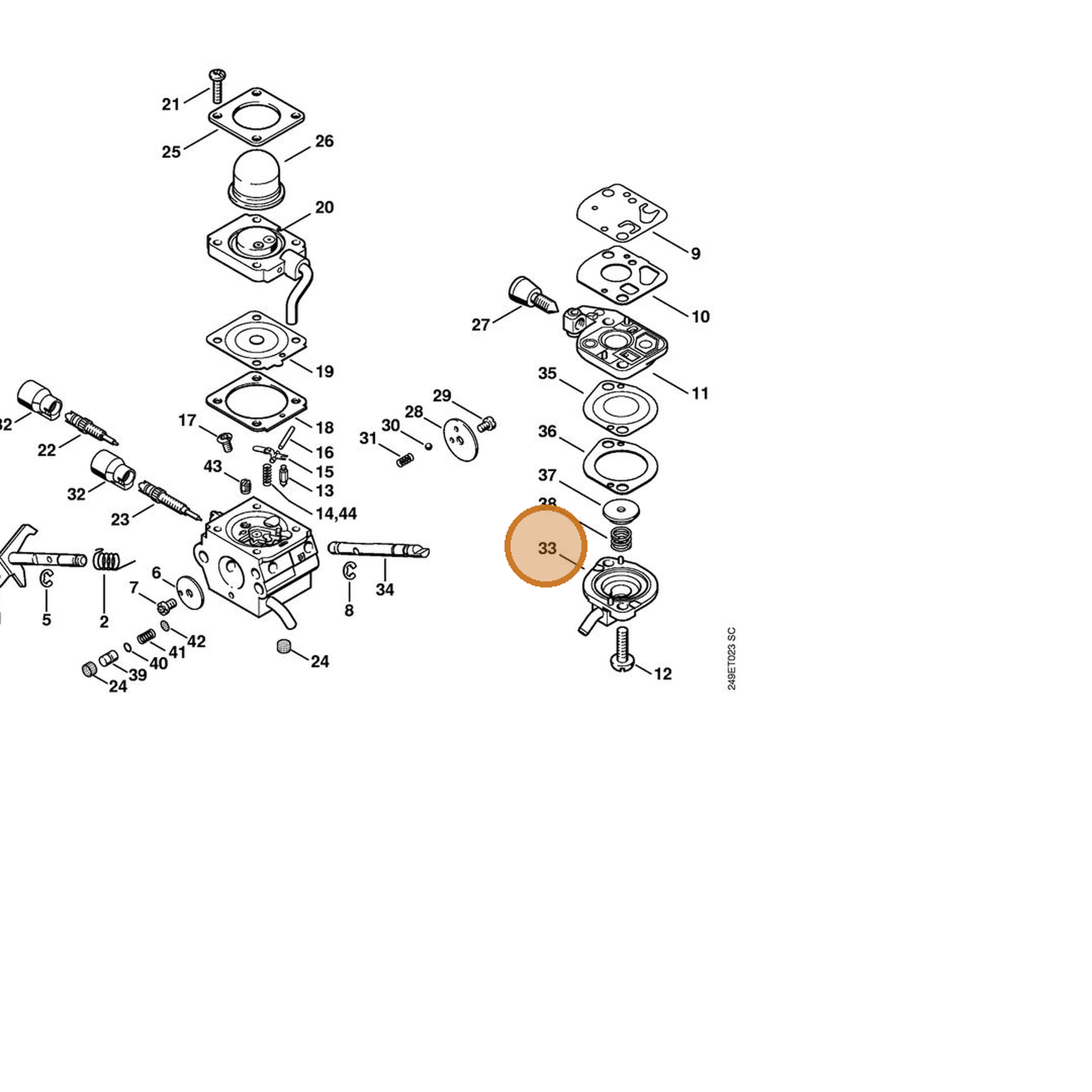 STIHL part 4180-121-0800 — IPL diagram snippet (6x zoom, amber highlight)