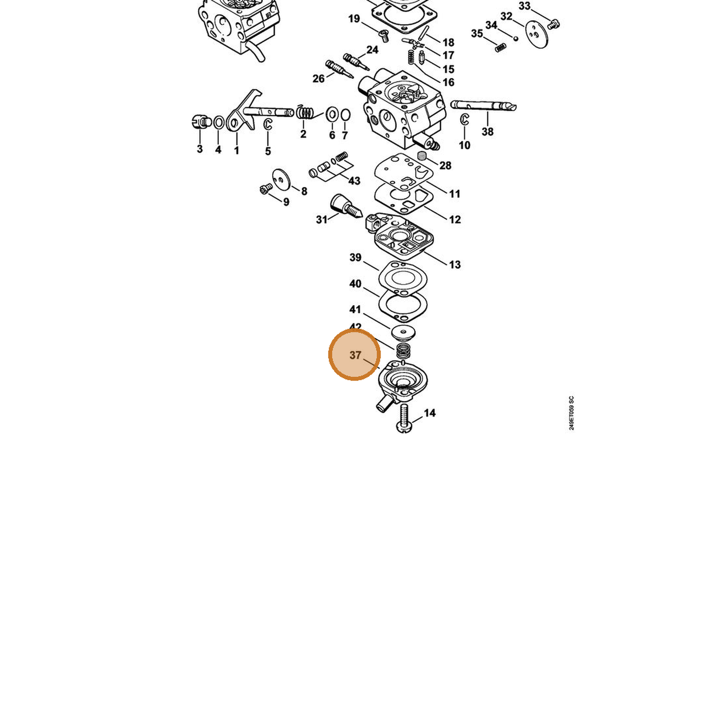 STIHL part 4180-121-0801 — IPL diagram snippet (6x zoom, amber highlight)