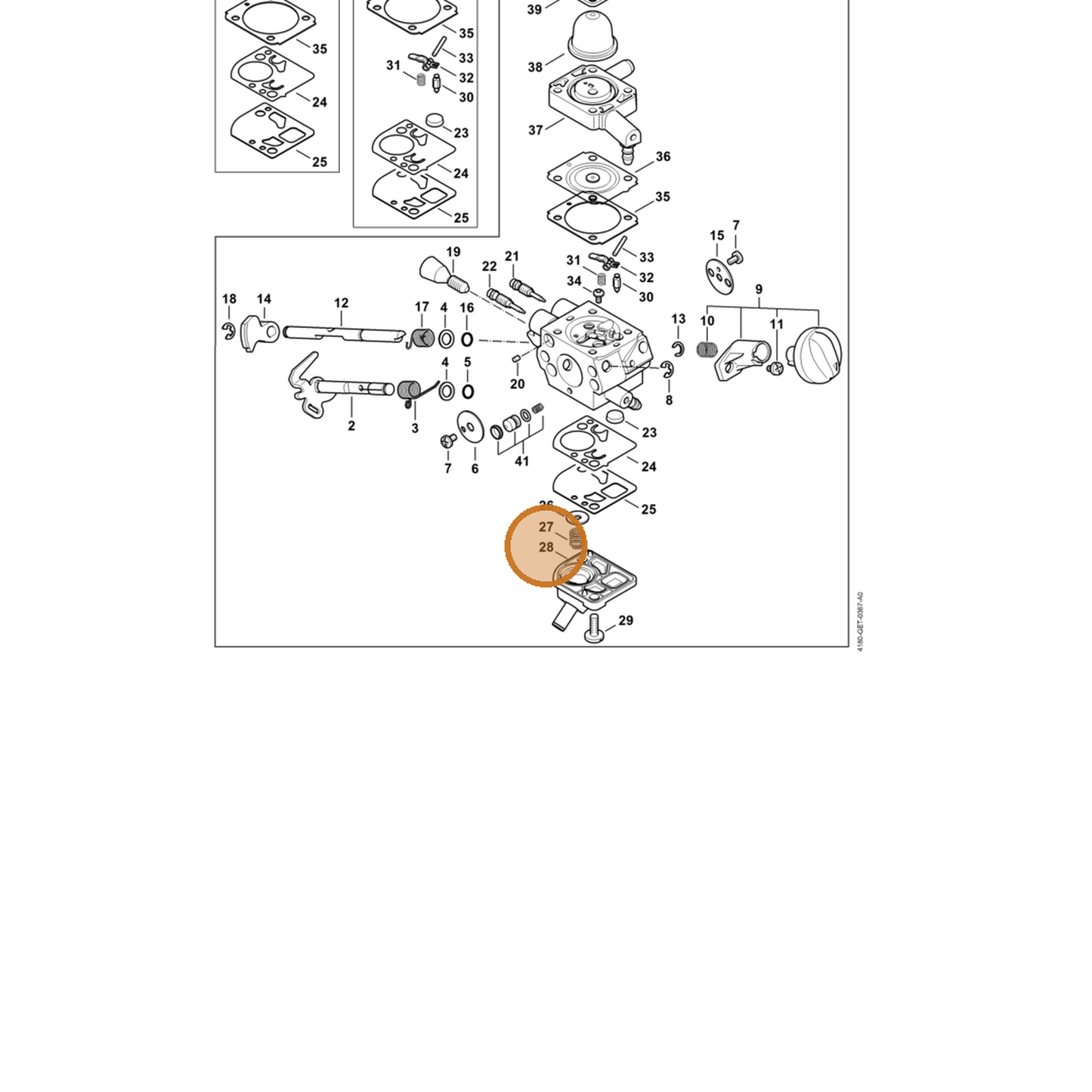 STIHL part 4180-121-0803 — IPL diagram snippet (6x zoom, amber highlight)