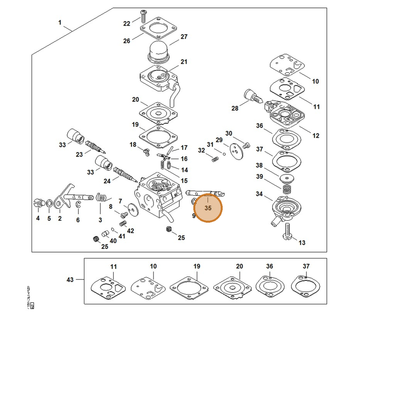 STIHL part 4180-121-3001 — IPL diagram snippet (6x zoom, amber highlight)