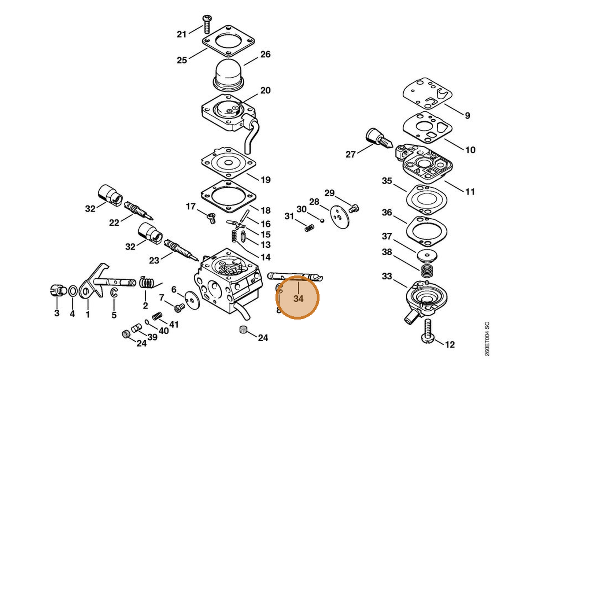 STIHL part 4180-121-3002 — IPL diagram snippet (6x zoom, amber highlight)