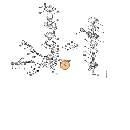 STIHL part 4180-121-3002 — IPL diagram snippet (6x zoom, amber highlight)
