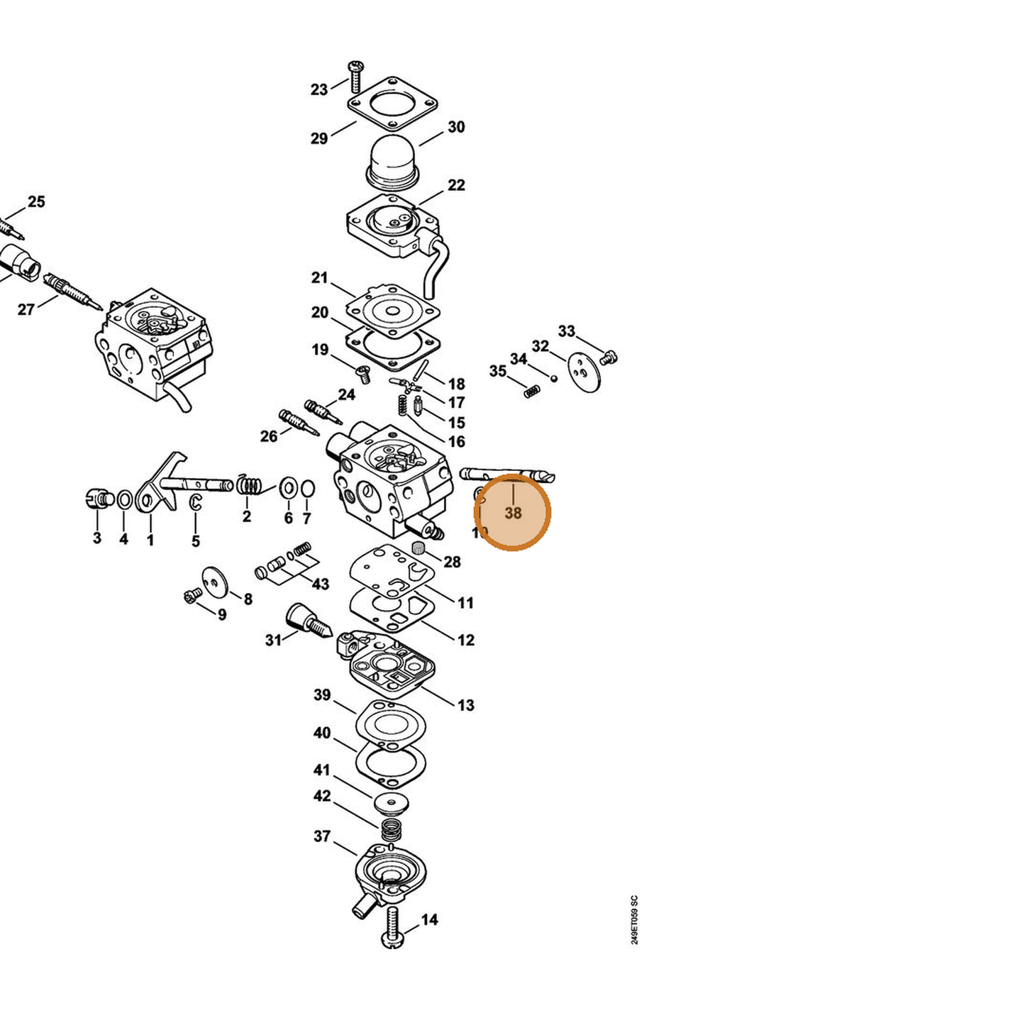 STIHL part 4180-121-3003 — IPL diagram snippet (6x zoom, amber highlight)