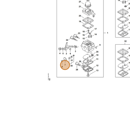 STIHL part 4180-121-3300 — IPL diagram snippet (6x zoom, amber highlight)
