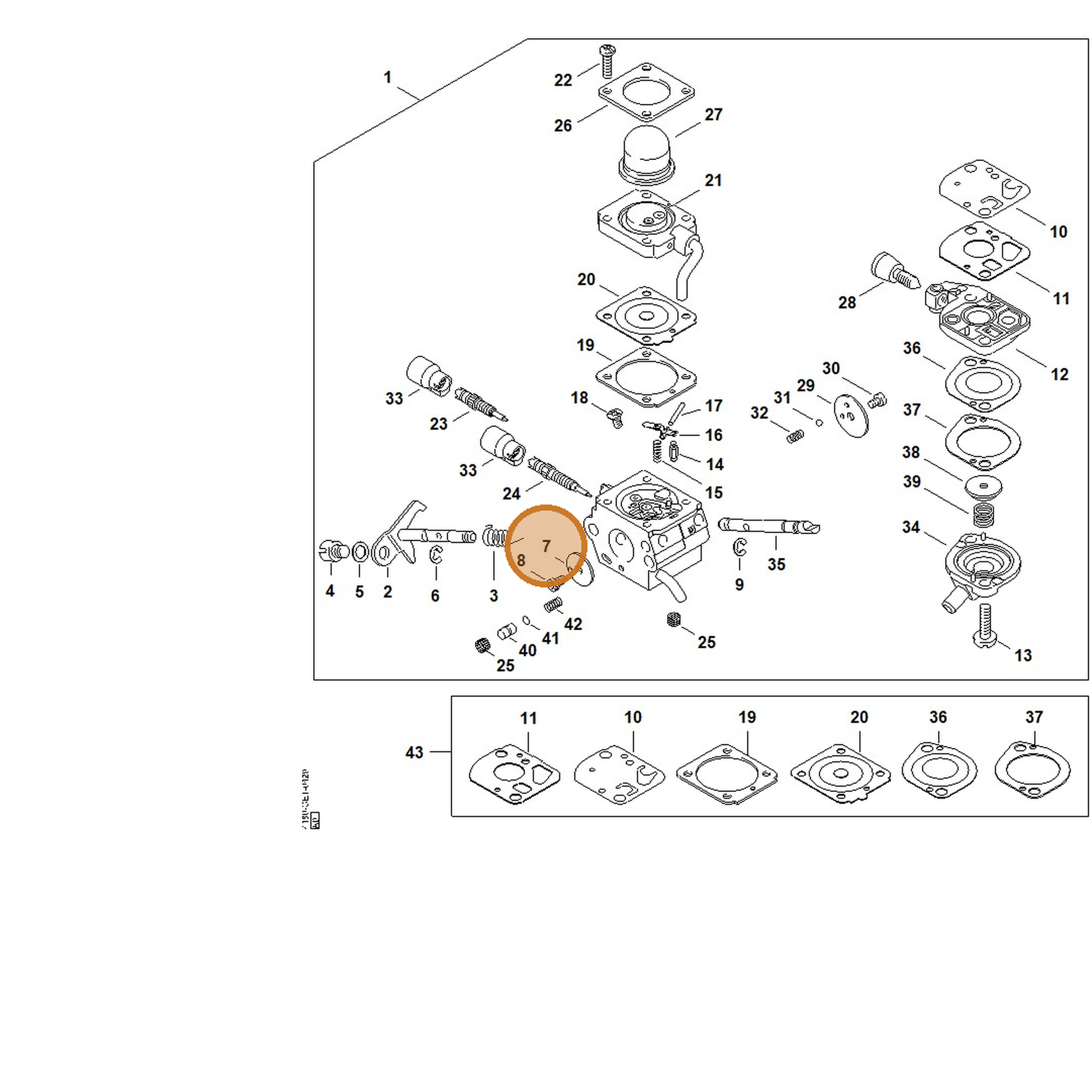 STIHL part 4180-121-3301 — IPL diagram snippet (6x zoom, amber highlight)