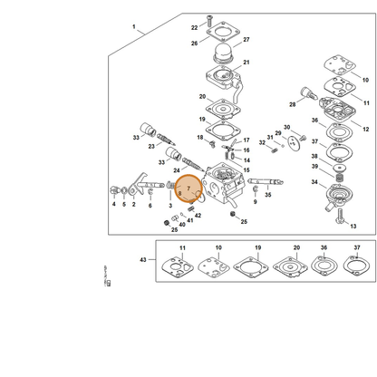STIHL part 4180-121-3301 — IPL diagram snippet (6x zoom, amber highlight)