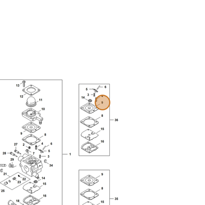 STIHL part 4180-121-4701 — IPL diagram snippet (6x zoom, amber highlight)