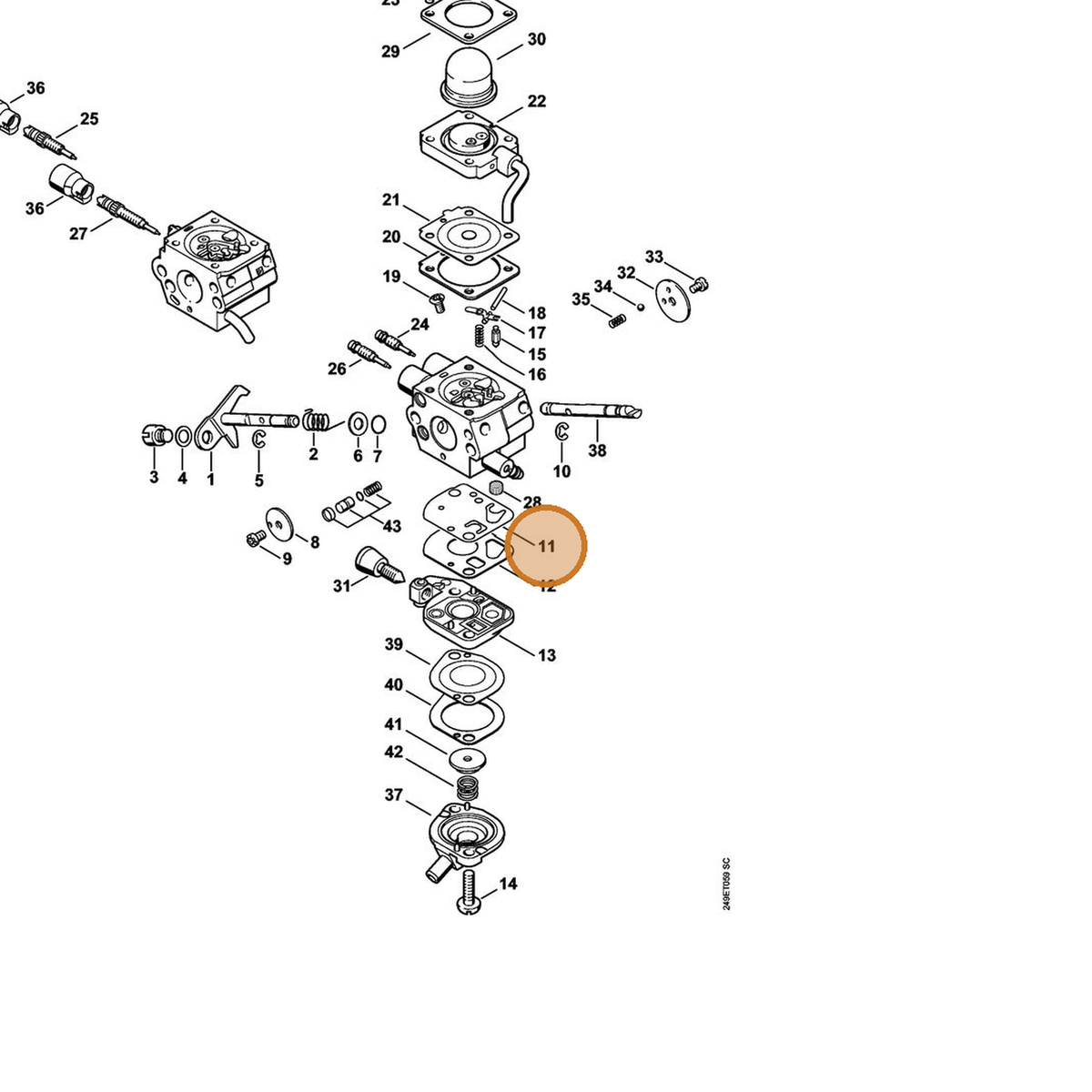 STIHL part 4180-121-4800 — IPL diagram snippet (6x zoom, amber highlight)