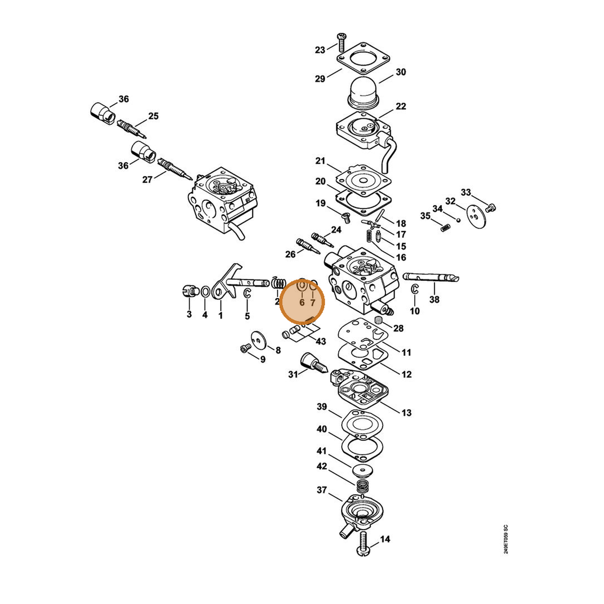 STIHL part 4180-121-8601 — IPL diagram snippet (6x zoom, amber highlight)