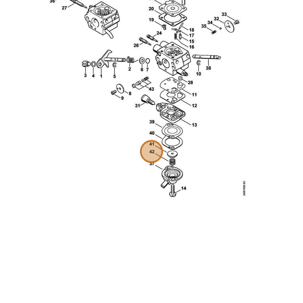 STIHL part 4180-122-3001 — IPL diagram snippet (6x zoom, amber highlight)