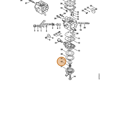 STIHL part 4180-122-3001 — IPL diagram snippet (6x zoom, amber highlight)