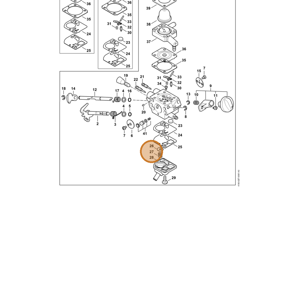 STIHL part 4180-122-3006 — IPL diagram snippet (6x zoom, amber highlight)