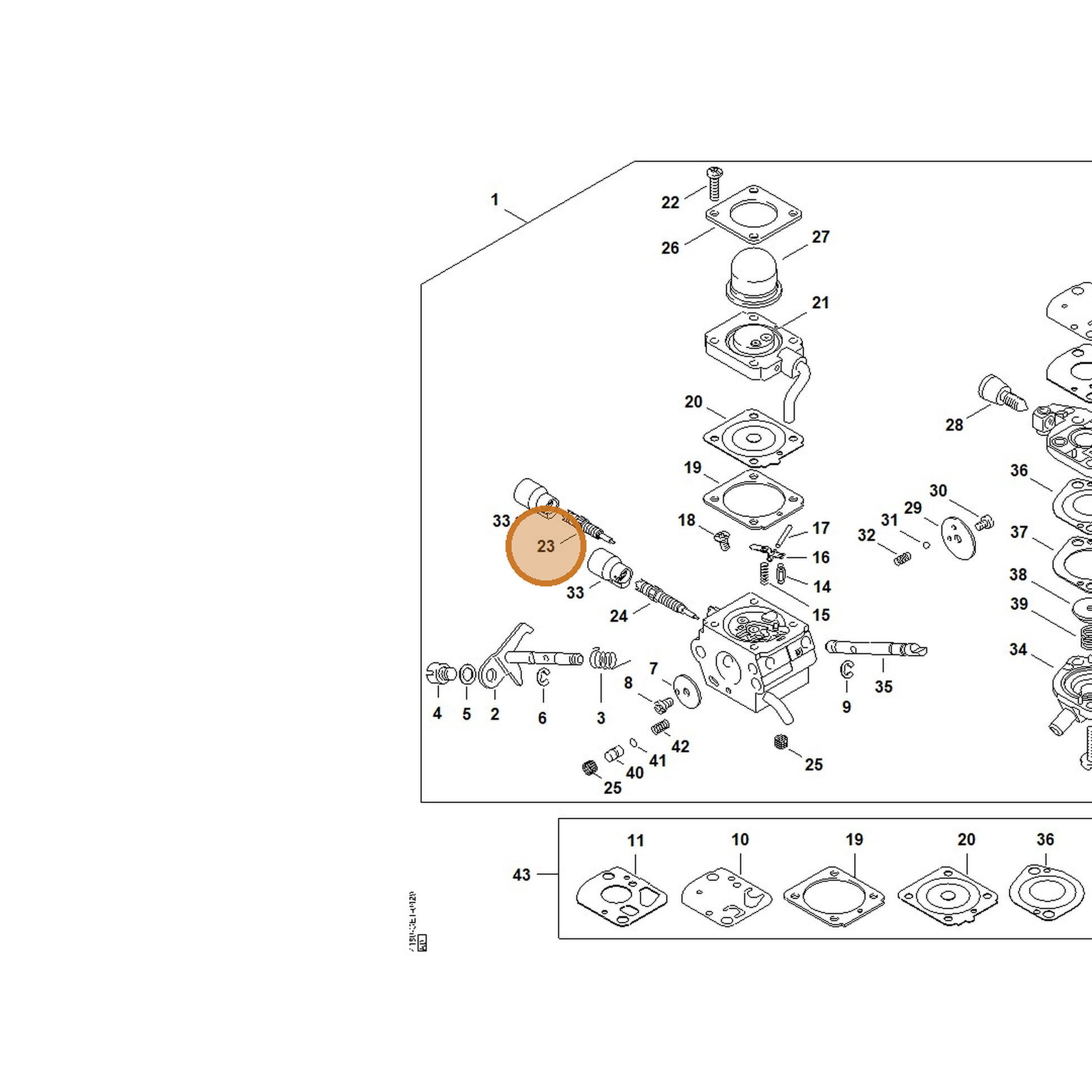 STIHL part 4180-122-6700 — IPL diagram snippet (6x zoom, amber highlight)