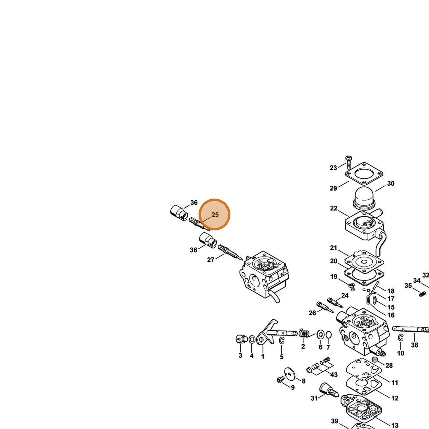 STIHL part 4180-122-6702 — IPL diagram snippet (6x zoom, amber highlight)