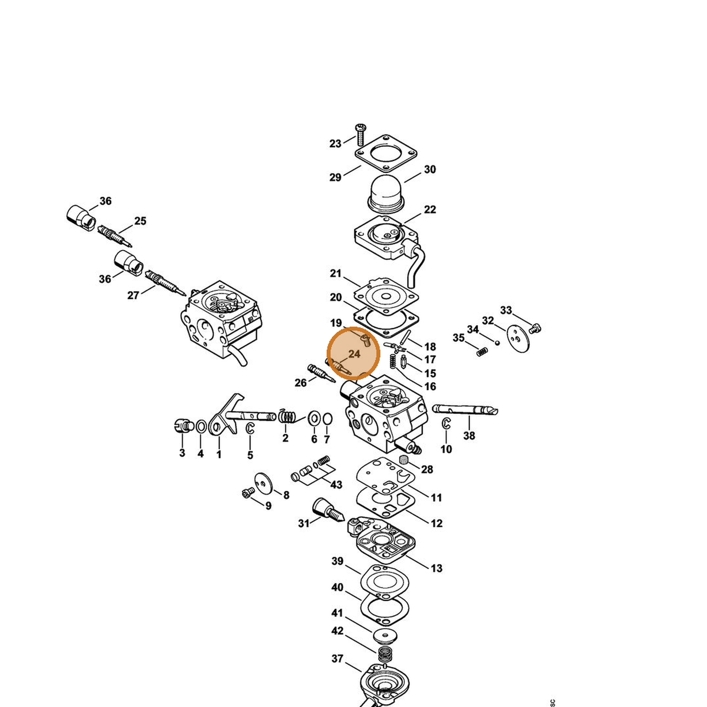 STIHL part 4180-122-6705 — IPL diagram snippet (6x zoom, amber highlight)