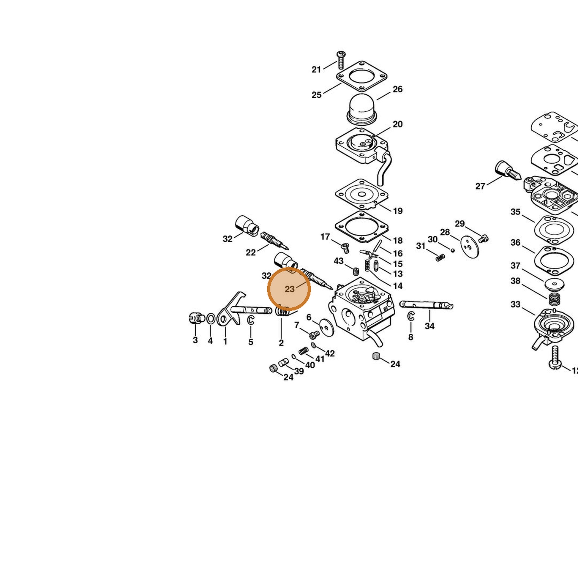 STIHL part 4180-122-6800 — IPL diagram snippet (6x zoom, amber highlight)