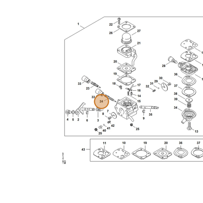 STIHL part 4180-122-6801 — IPL diagram snippet (6x zoom, amber highlight)