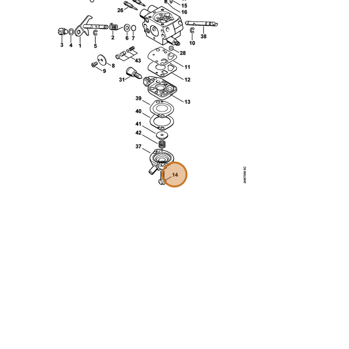 STIHL part 4180-122-7101 — IPL diagram snippet (6x zoom, amber highlight)