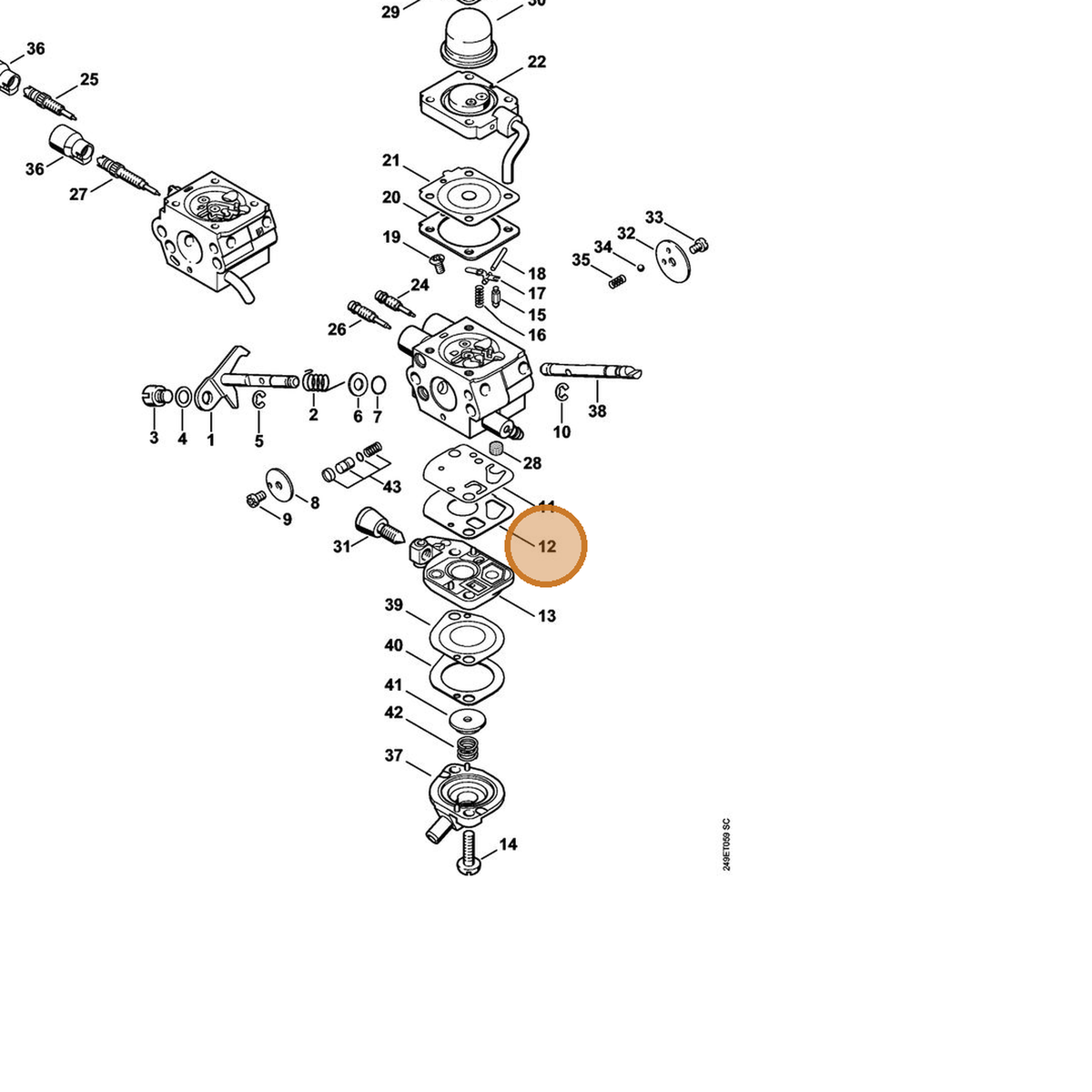 STIHL part 4180-129-0901 — IPL diagram snippet (6x zoom, amber highlight)