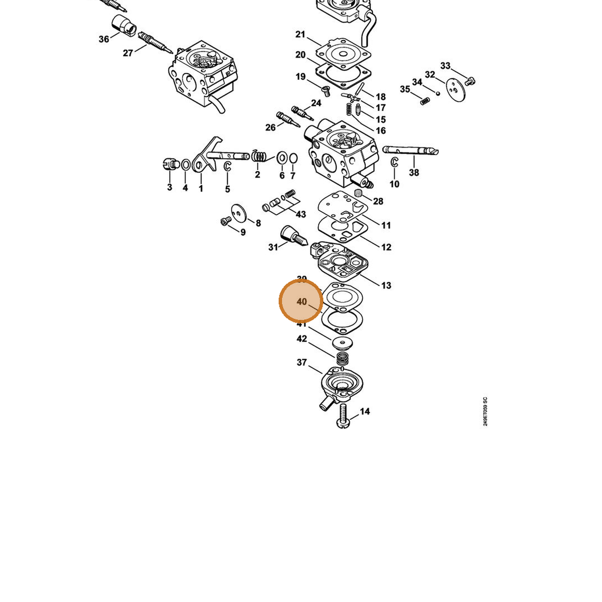 STIHL part 4180-129-0903 — IPL diagram snippet (6x zoom, amber highlight)