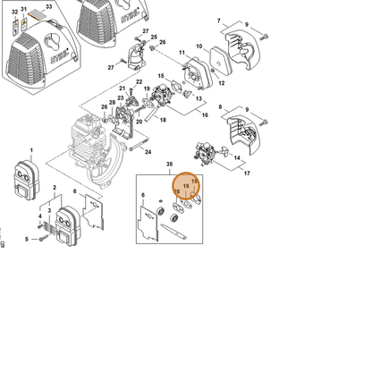 STIHL part 4180-129-0905 — IPL diagram snippet (6x zoom, amber highlight)