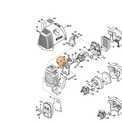 STIHL part 4180-129-0906 — IPL diagram snippet (6x zoom, amber highlight)
