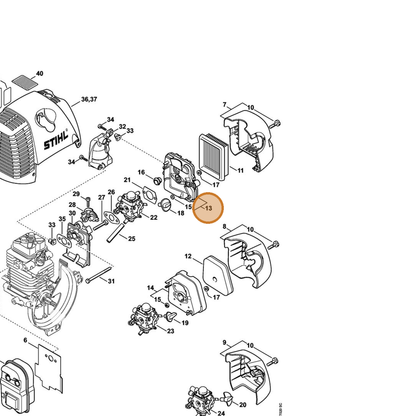 STIHL part 4180-140-2803 — IPL diagram snippet (6x zoom, amber highlight)