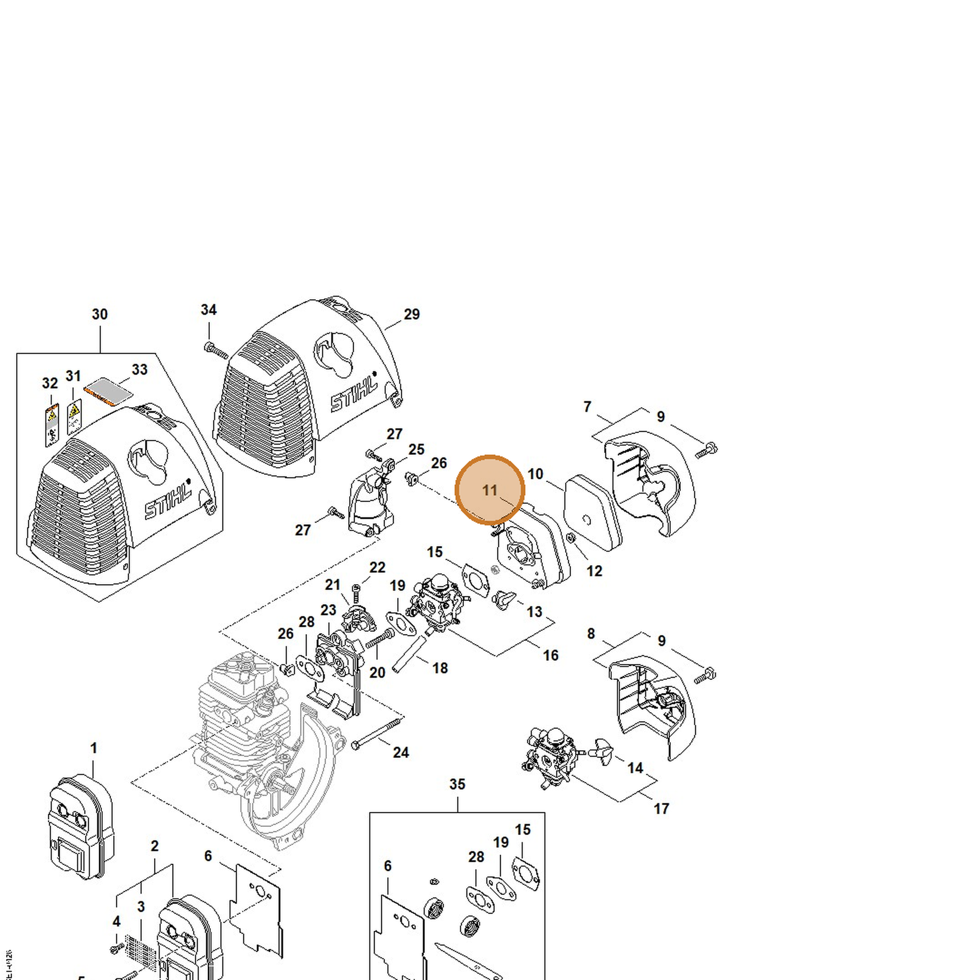 STIHL part 4180-140-2804 — IPL diagram snippet (6x zoom, amber highlight)