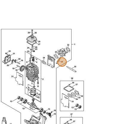 STIHL part 4180-141-8602 — IPL diagram snippet (6x zoom, amber highlight)