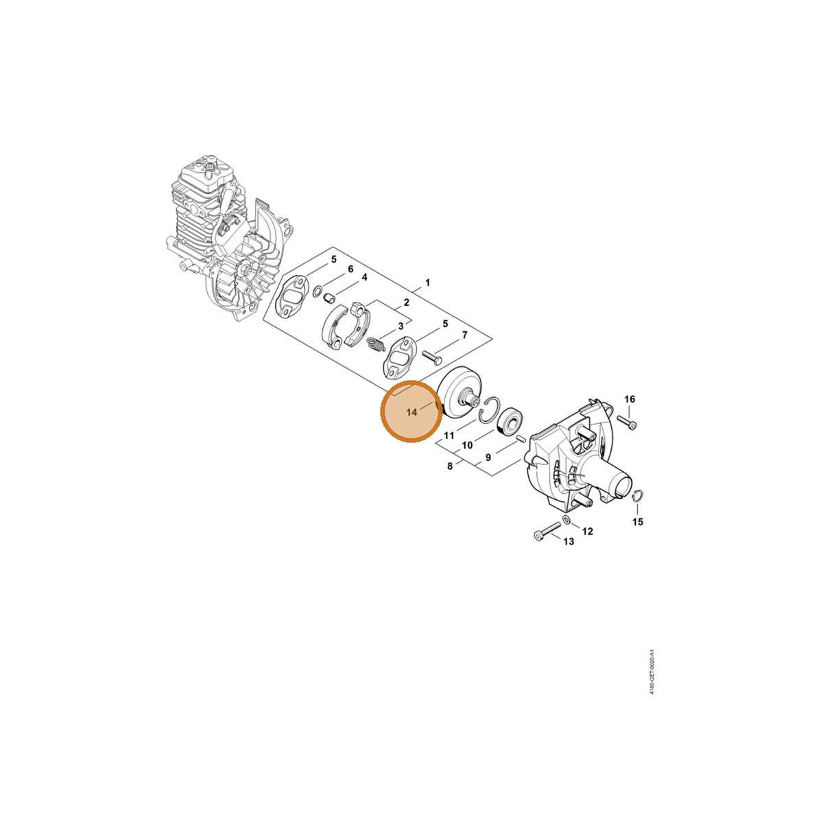 STIHL part 4180-160-2903 — IPL diagram snippet (6x zoom, amber highlight)