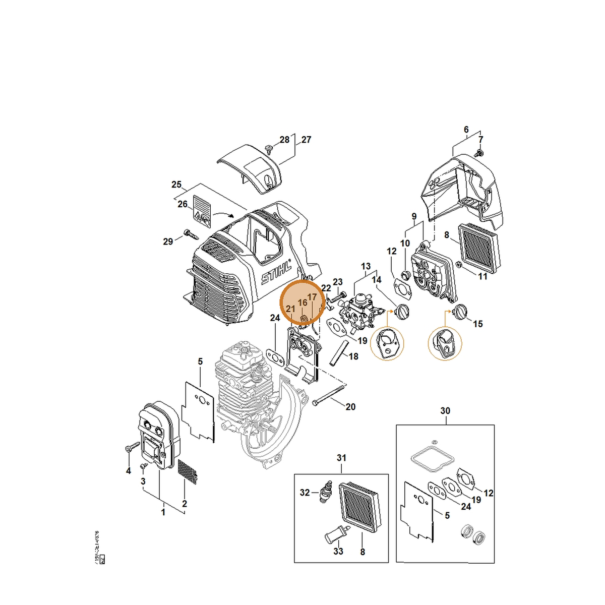 STIHL part 4180-182-2800 — IPL diagram snippet (6x zoom, amber highlight)