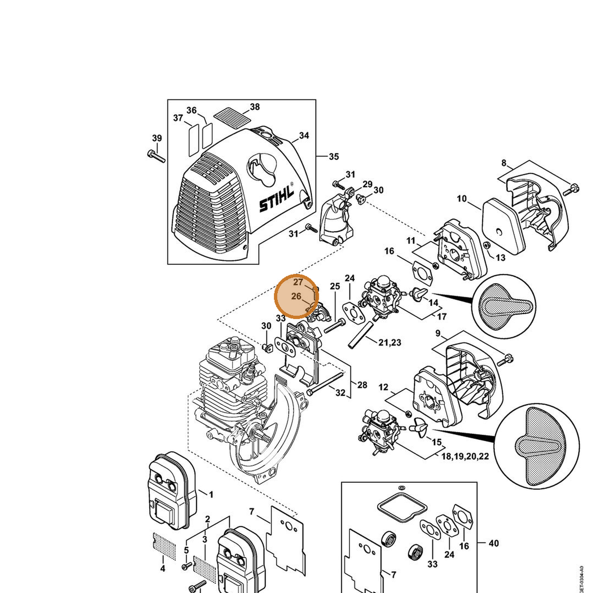 STIHL part 4180-182-7601 — IPL diagram snippet (6x zoom, amber highlight)