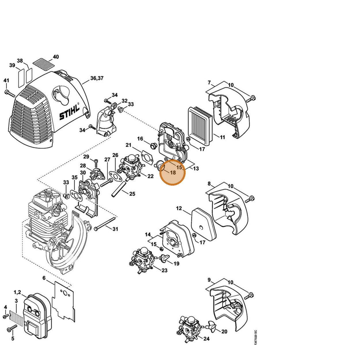 STIHL part 4180-182-9503 — IPL diagram snippet (6x zoom, amber highlight)