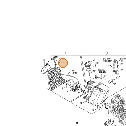 STIHL part 4180-190-0401 — IPL diagram snippet (6x zoom, amber highlight)