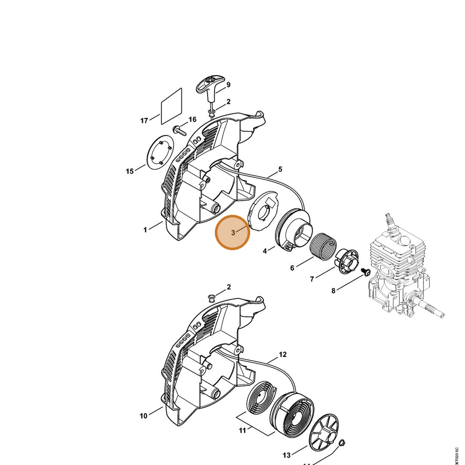 STIHL part 4180-190-0600 — IPL diagram snippet (6x zoom, amber highlight)