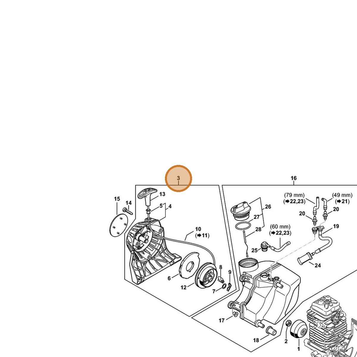 STIHL part 4180-190-4002 — IPL diagram snippet (6x zoom, amber highlight)