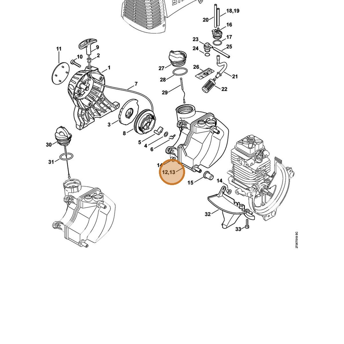 STIHL part 4180-350-0416 — IPL diagram snippet (6x zoom, amber highlight)