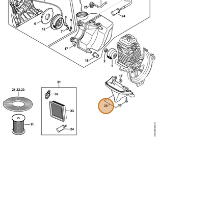 STIHL part 4180-350-6502 — IPL diagram snippet (6x zoom, amber highlight)