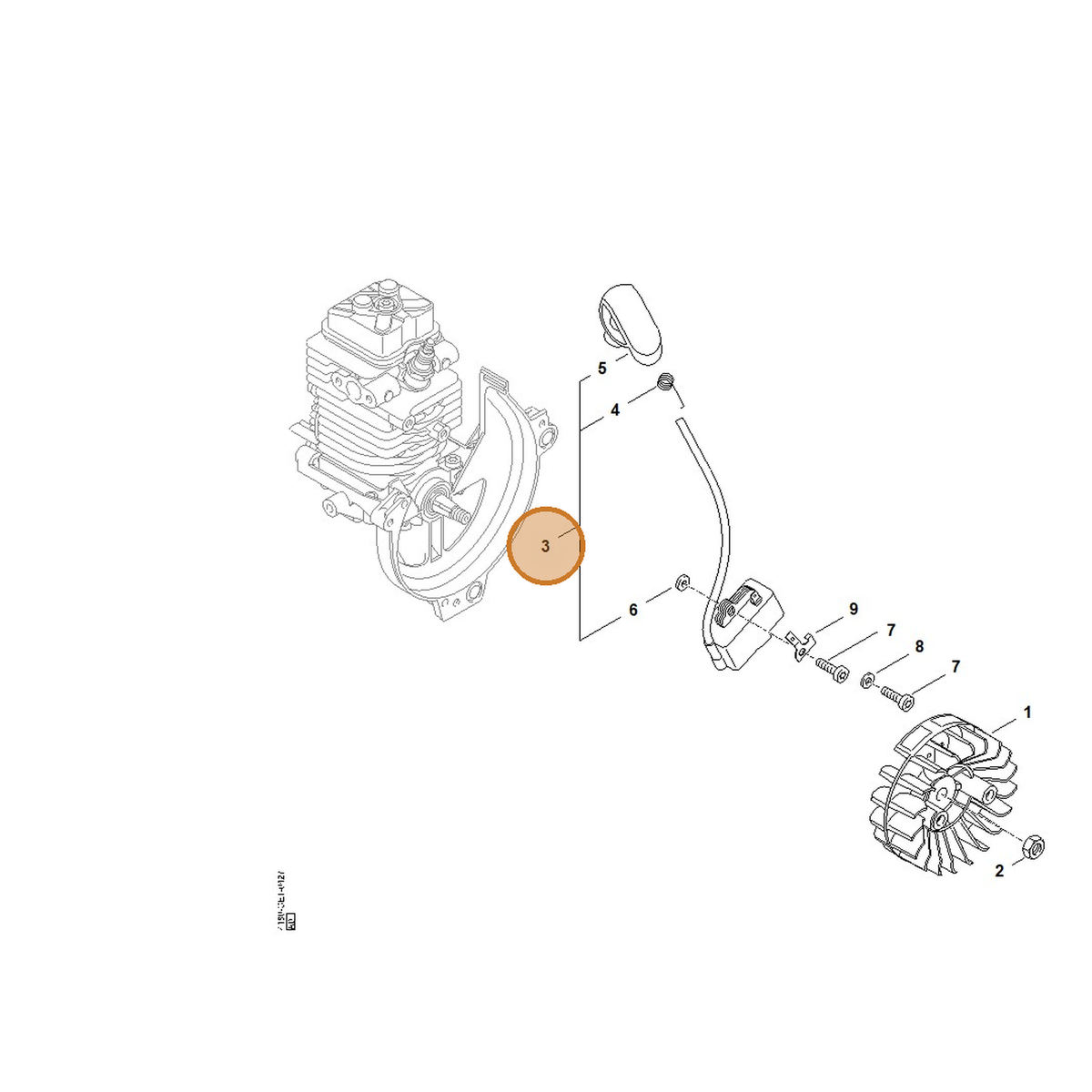 STIHL part 4180-400-1308 — IPL diagram snippet (6x zoom, amber highlight)