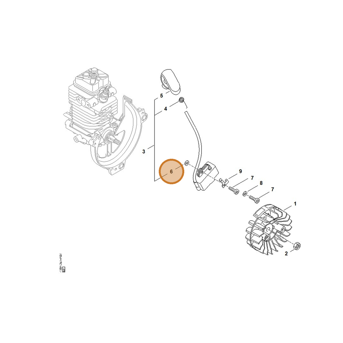 STIHL part 4180-404-9300 — IPL diagram snippet (6x zoom, amber highlight)