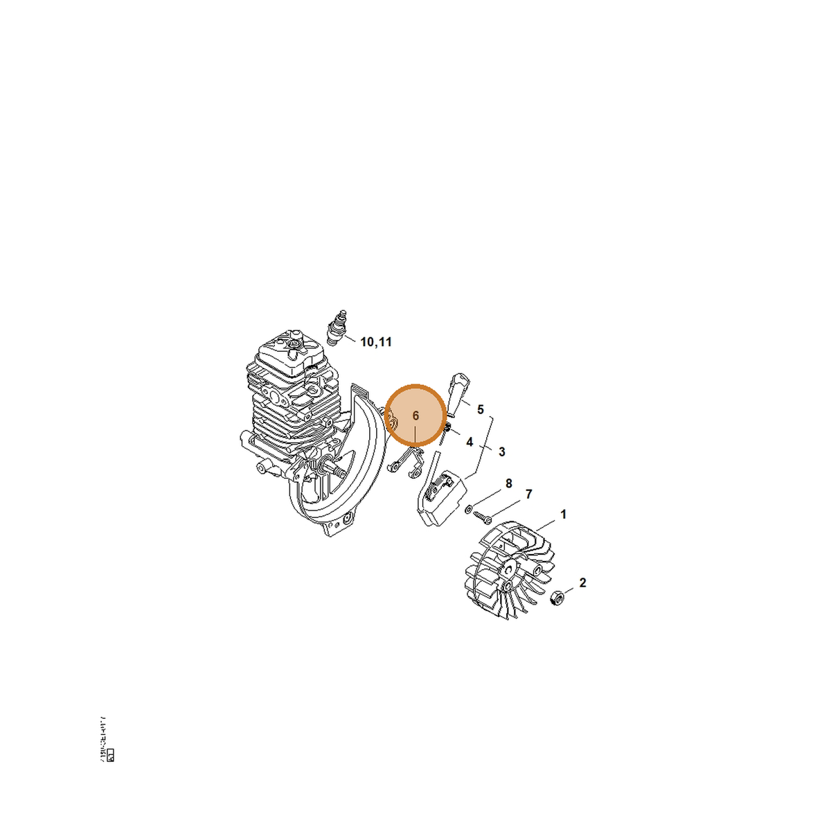 STIHL part 4180-405-8000 — IPL diagram snippet (6x zoom, amber highlight)
