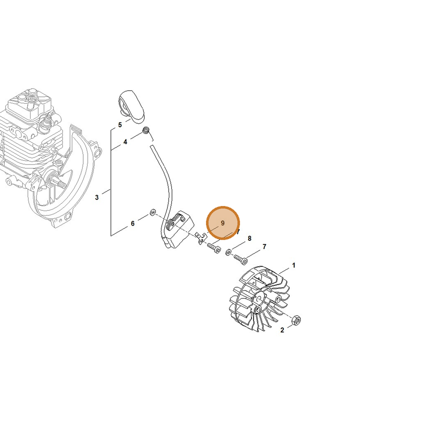 STIHL part 4180-431-2100 — IPL diagram snippet (6x zoom, amber highlight)